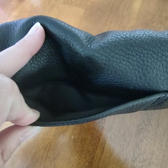 Calvin Klein Black Pebble Leather Fold Over Purse - Picture 8 of 9
